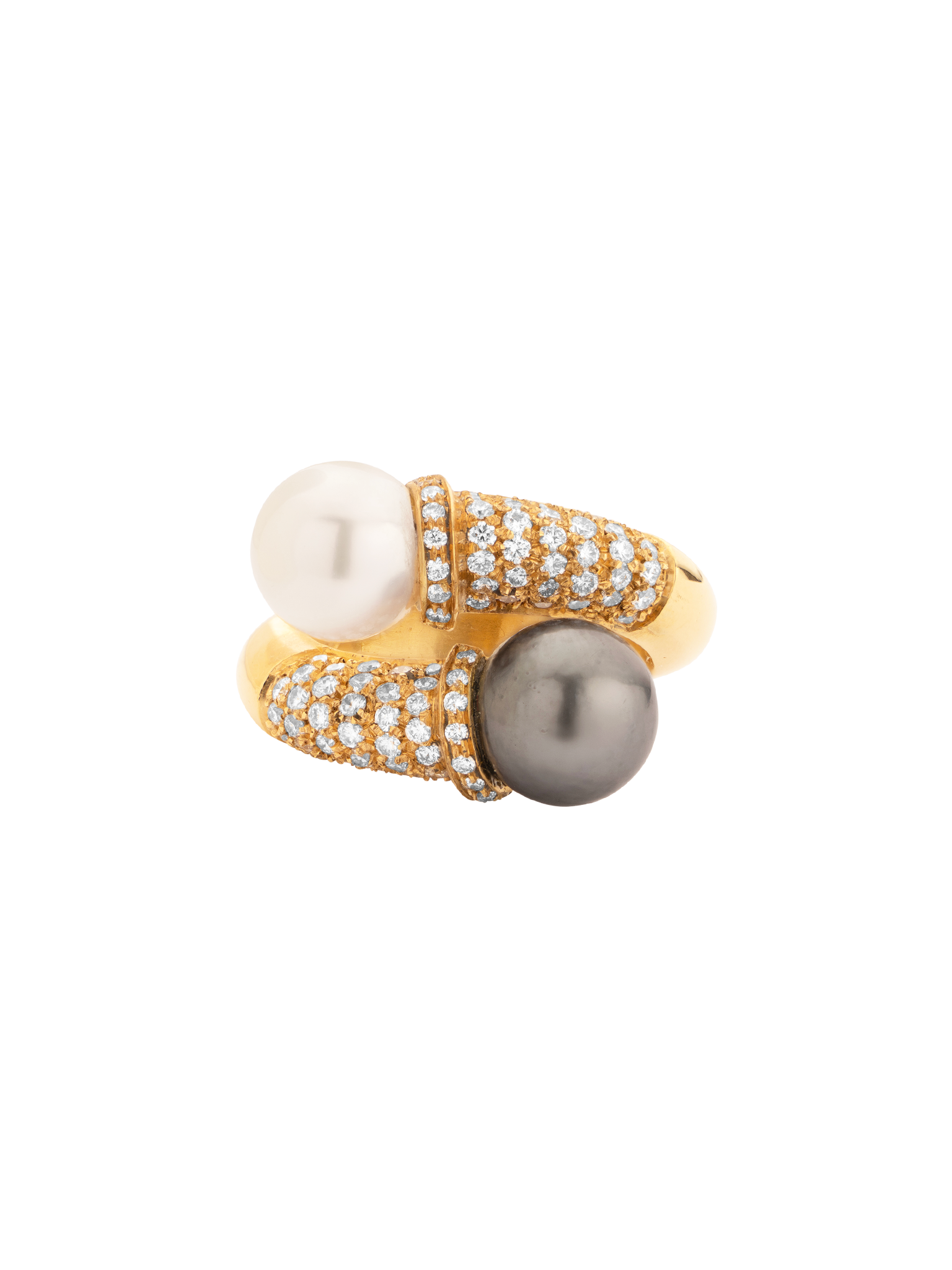 White and grey pearl with white diamonds surround ring